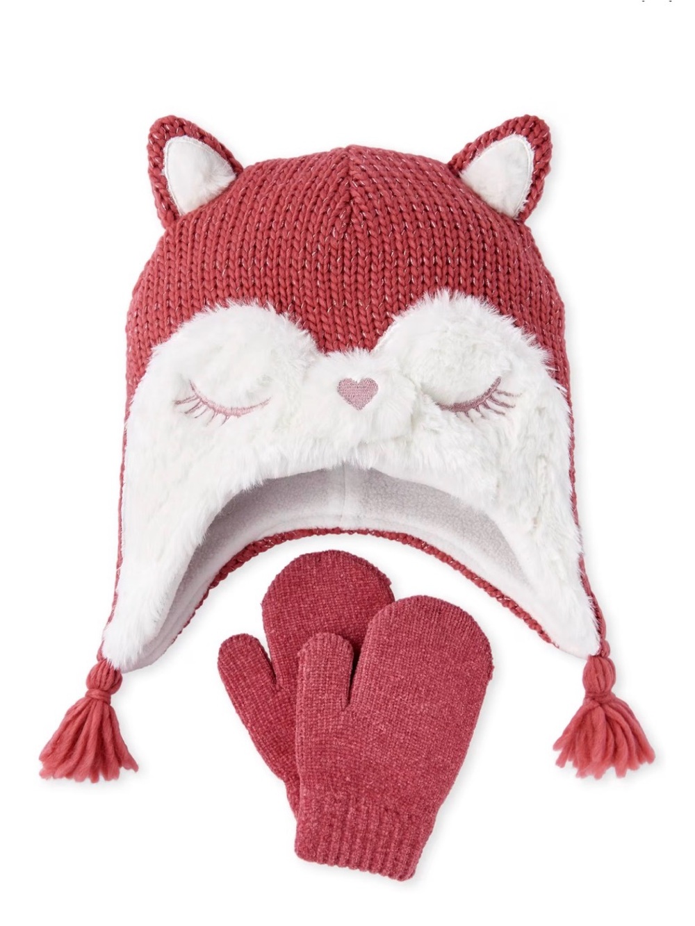 NWT The Children’s Place adorable Fox warm Hat & Mitten Set -Sz XS (6-12 Month)